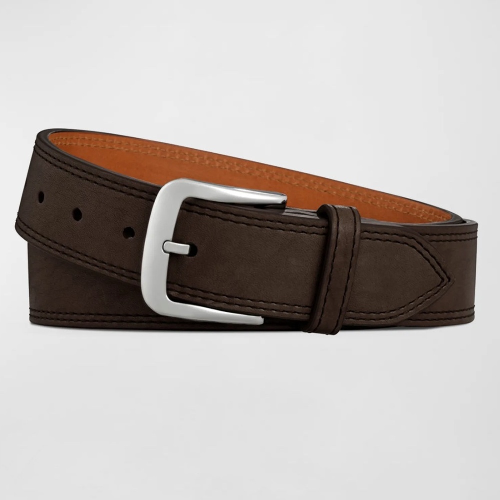Men’s Shinola Double Stitch Leather Belt - Dark Brown, Size 32, NWT (New)